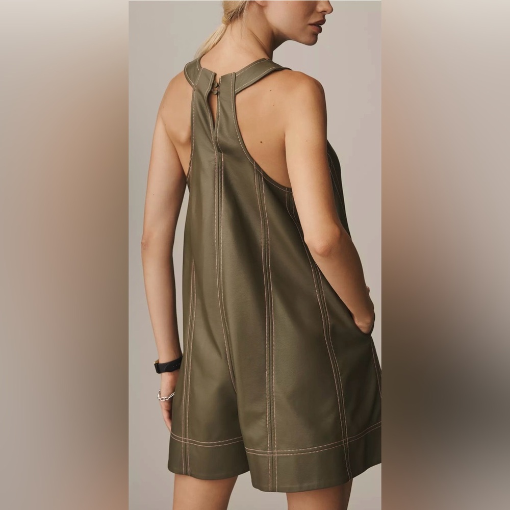 Maeve Faux leather sleeveless swing romper - Picture 2 of 4